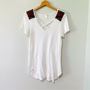 Bozollo White Aztec Top Large
